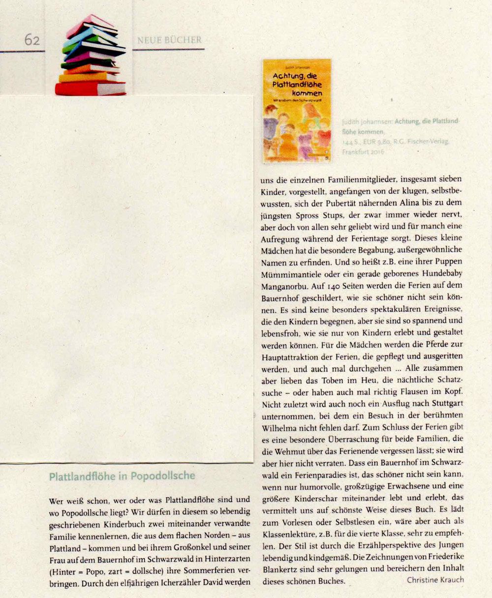 Judith Johannsen - Achtung die Plattlandflöhe kommen Rezension
